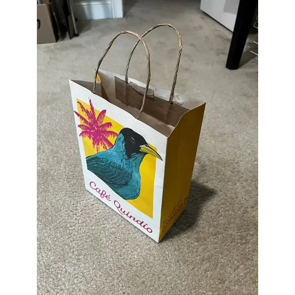 Cafe Quindio Colombian Coffee gift paper bag recycled materials Honeycreeper